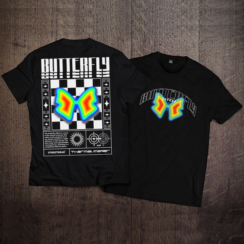 Streetwear Brand With Butterfly - 2026 T-shirt da Uomo a Maniche
