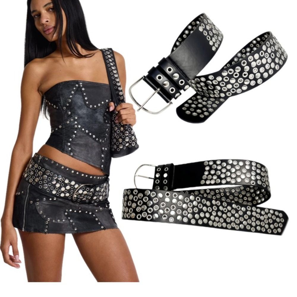 Streetwear Brand Belts - Cintura Punk con Occhielli e Rivetti,