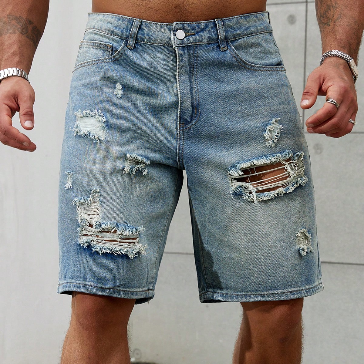 Streetwear Brand Jacket - Jeans corti strappati da uomo di
