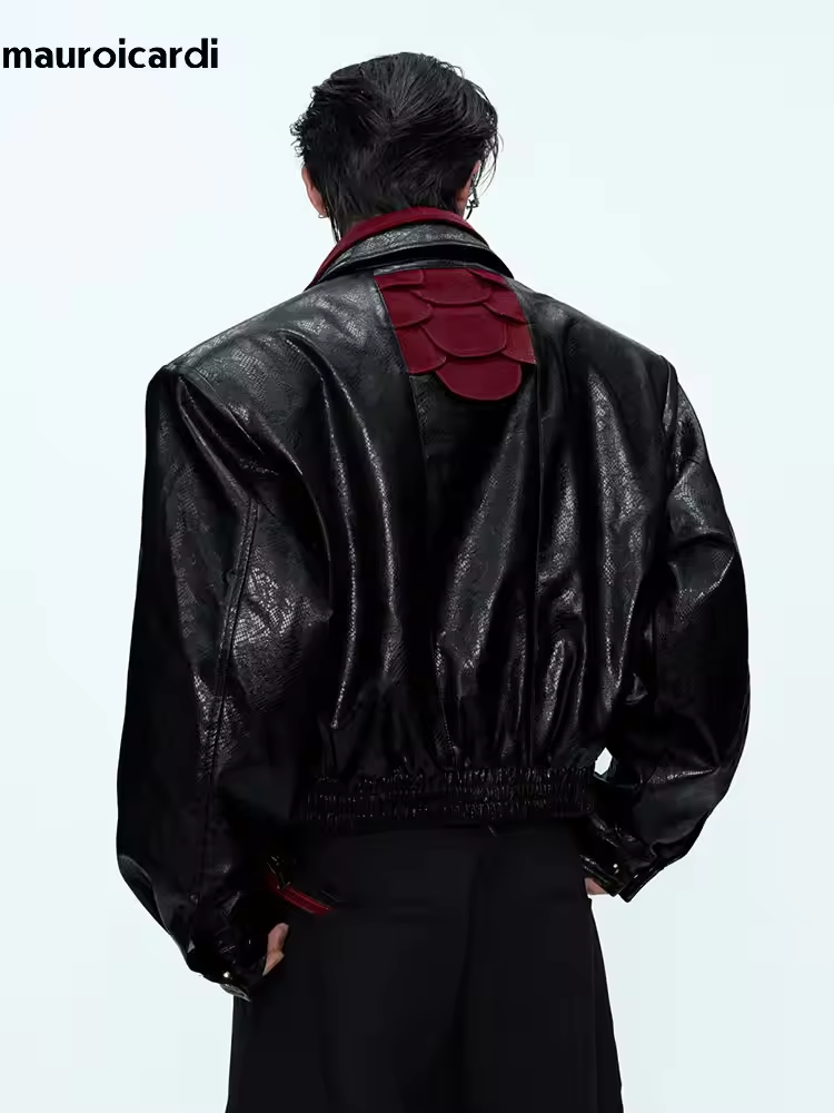 Streetwear Brand Jacket - Mauroicardi Giacca Corta in Pelle PU