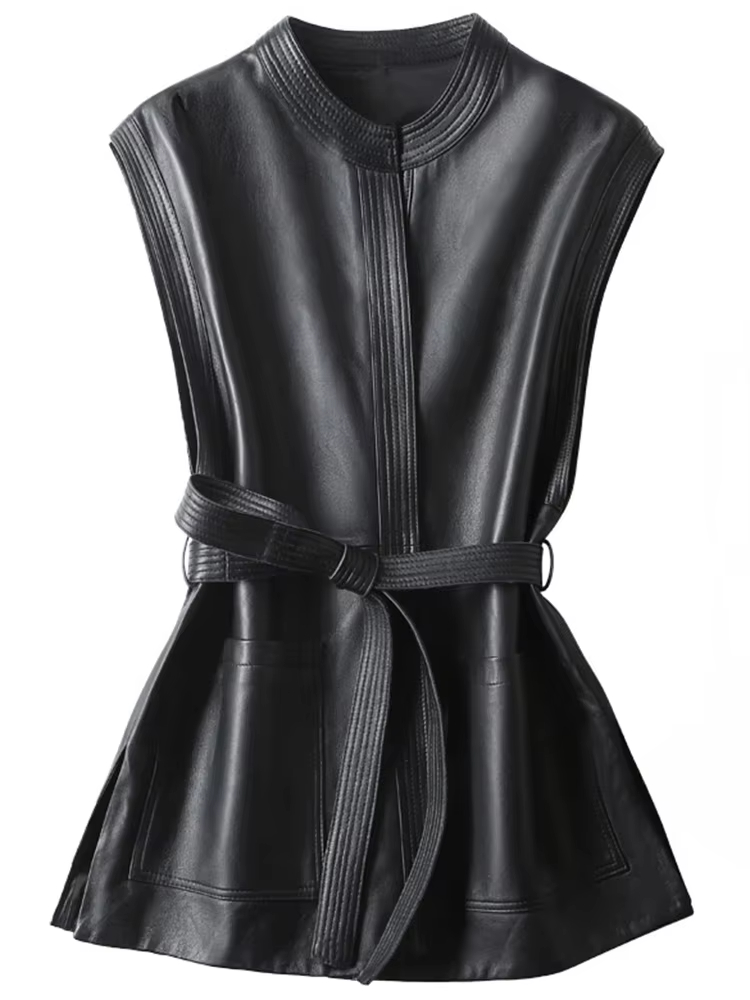 Streetwear Brand Belts - Gilet in morbida pelle PU nera