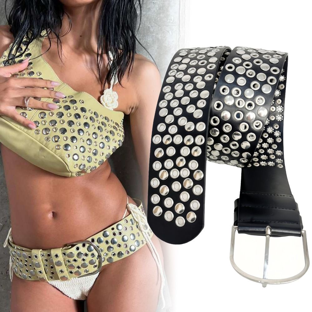 Streetwear Brand Belts - Cintura Punk con Occhielli e Rivetti,