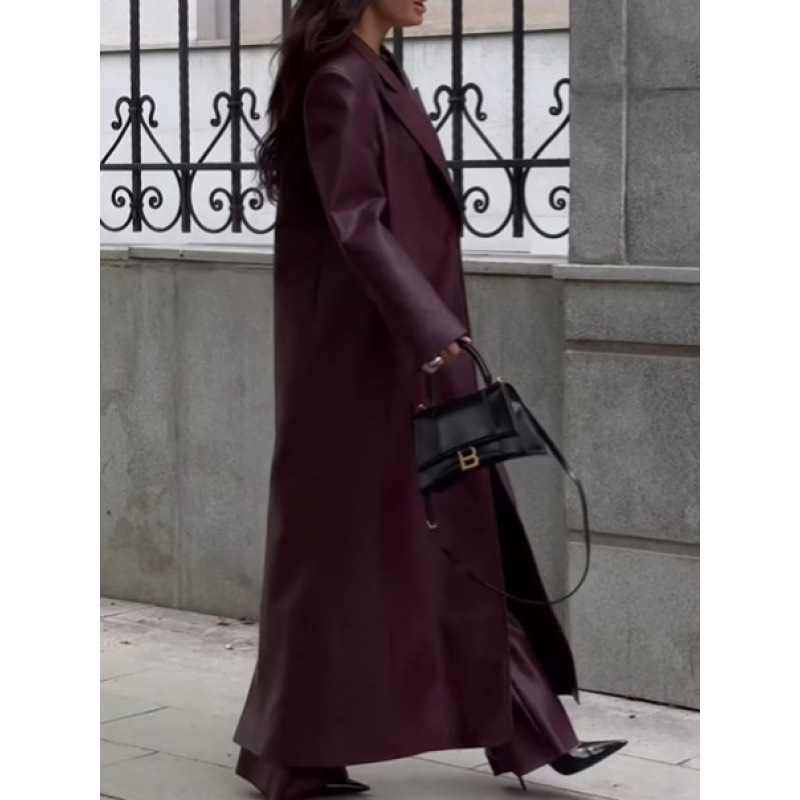 Trench in pelle lunga autunno  - Streetwear Brand Belts recensione e prezzo